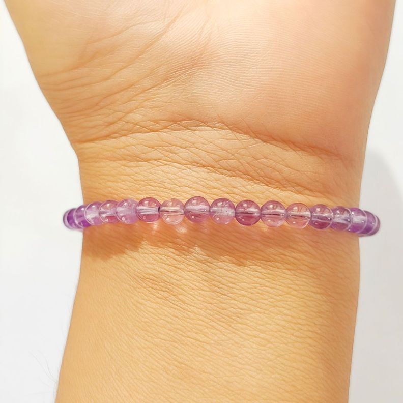 Pulsera Amatista 4mm Cordón Morado Plata Fina 925 Ajustable-2