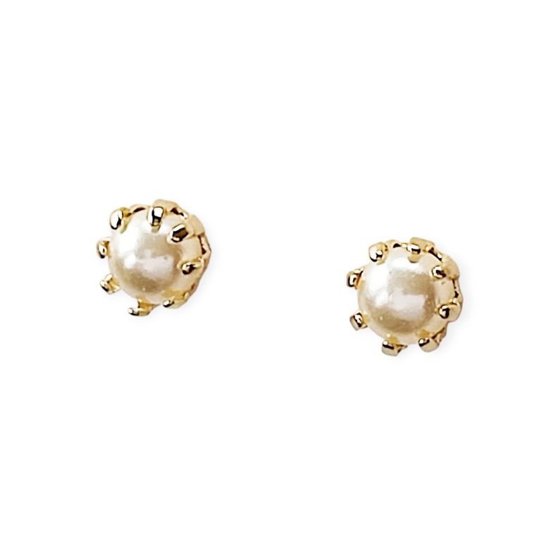 Aros Mini Perla Sintética Enchapado Oro 18K-1