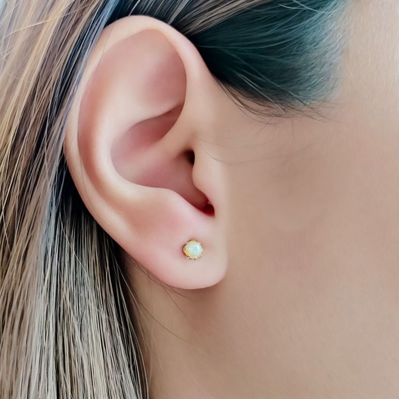 Aros Mini Perla Sintética Enchapado Oro 18K-3