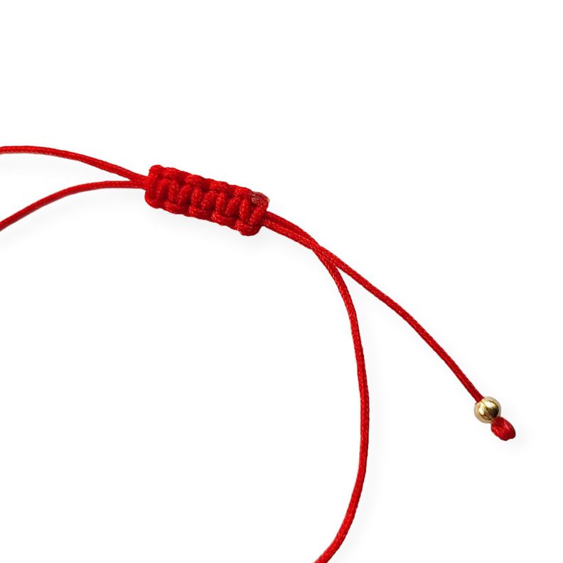 Pulsera Cristales Rojo Ojo Turco Enchapado Oro 18K Cordón Rojo-1