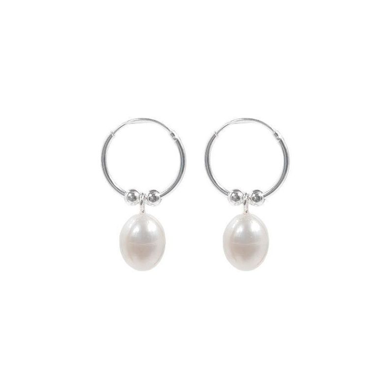 Aros Argolla Perla De Río Bolitas Plata Fina 925-1