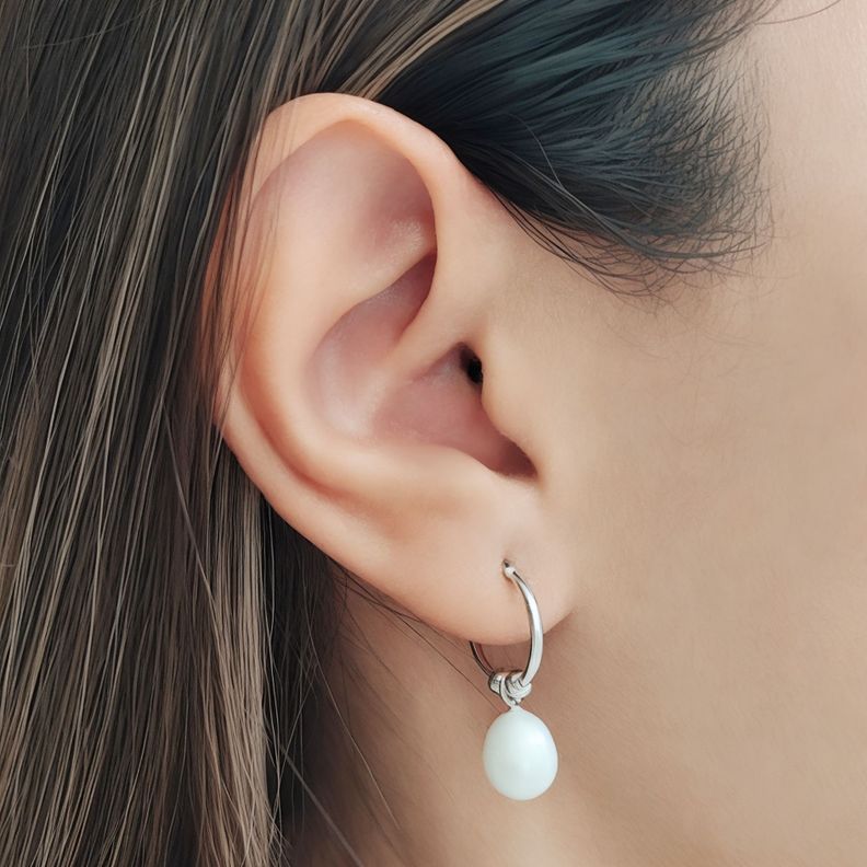 Aros Argolla Perla De Río Bolitas Plata Fina 925-2
