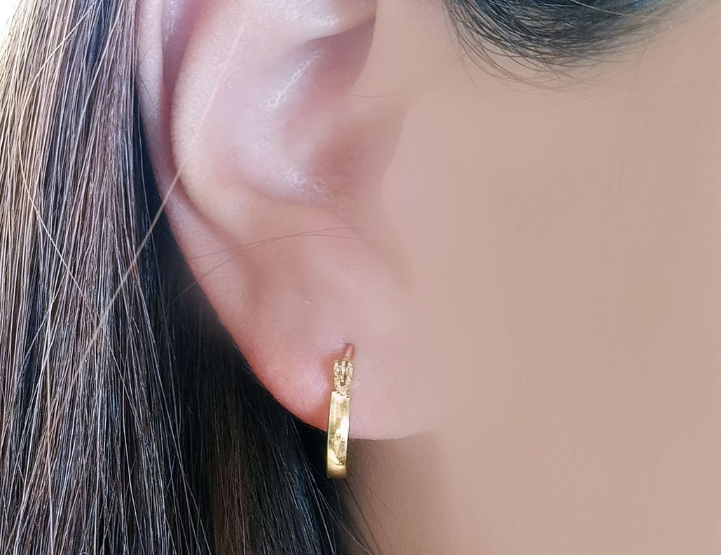 Aros Argolla Pequeña 12mm Enchapado Oro 18K-0