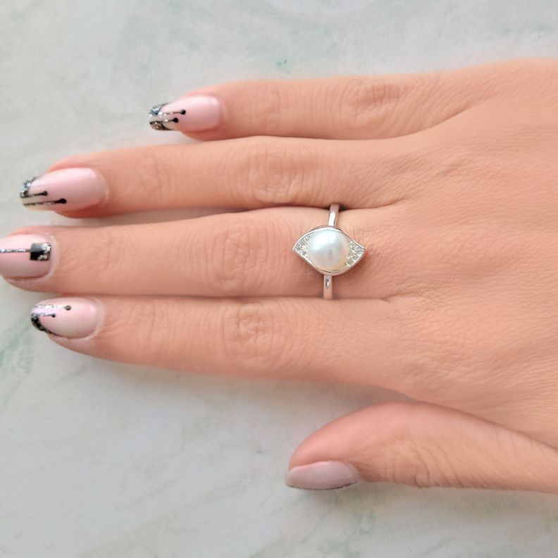Anillo Pepa Perla De Río Circón Plata Fina 925-2