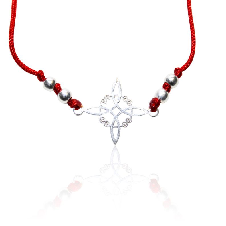 Pulsera Nudo De Bruja Plano Cordón Rojo Plata Fina 925-2
