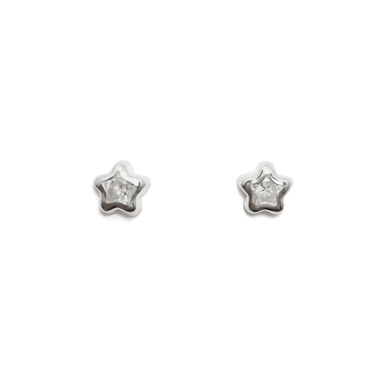 Aros Estrella Circón 8mm Plata Fina 925-0