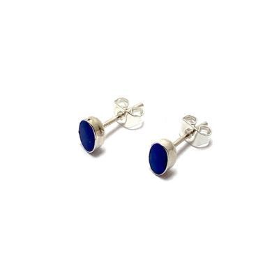 Aros Mini Ovalados Lapislázuli Plata Fina 925-1