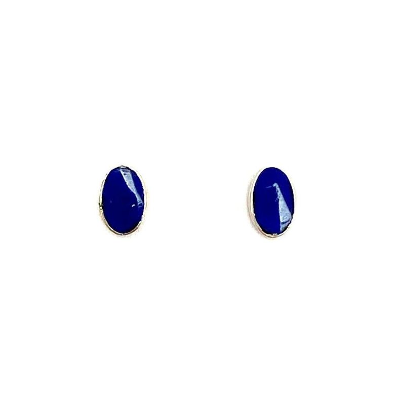 Aros Mini Ovalados Lapislázuli Plata Fina 925-0