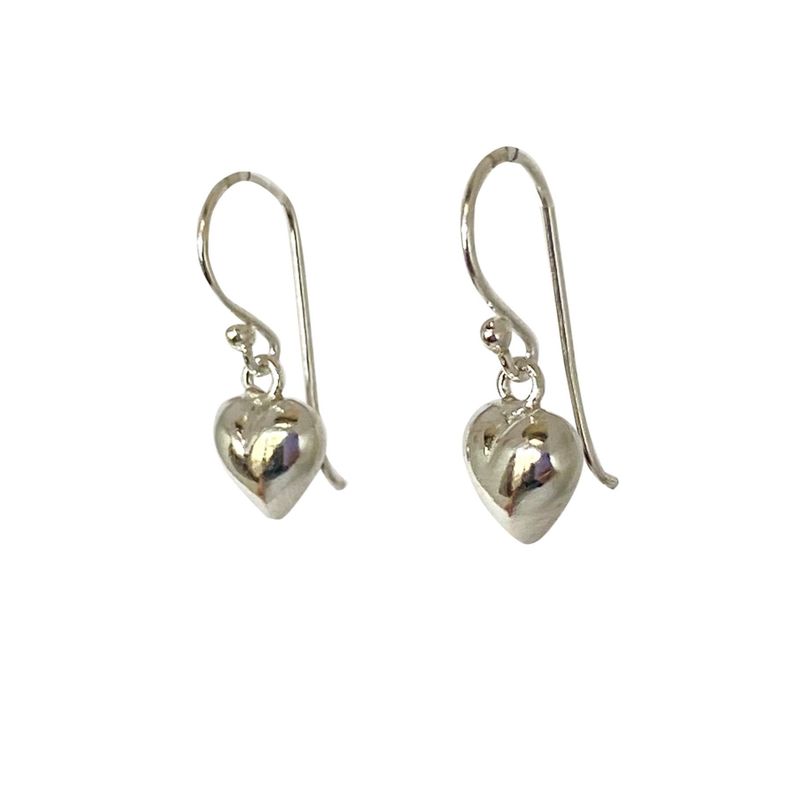 Aros Corazón Colgante Gancho Plata Fina 925-2