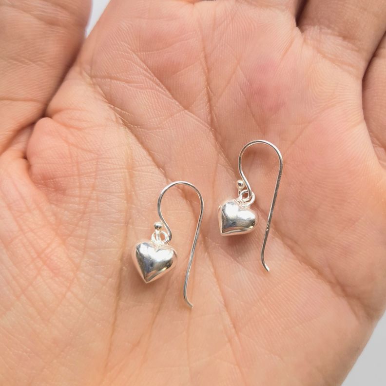 Aros Corazón Colgante Gancho Plata Fina 925-3