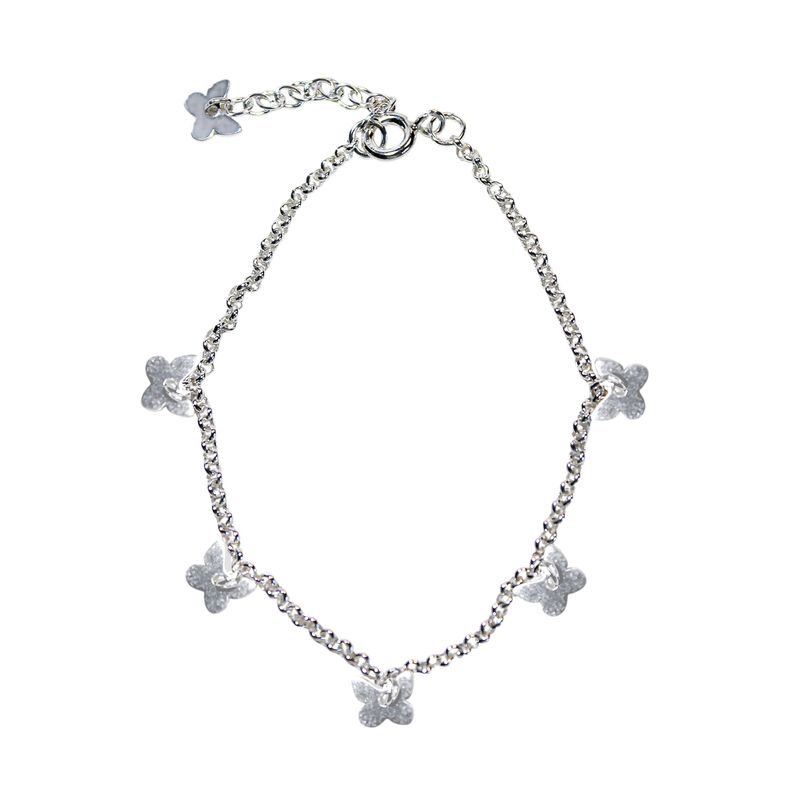 Pulsera 5 Mariposas Plata Fina 925-0
