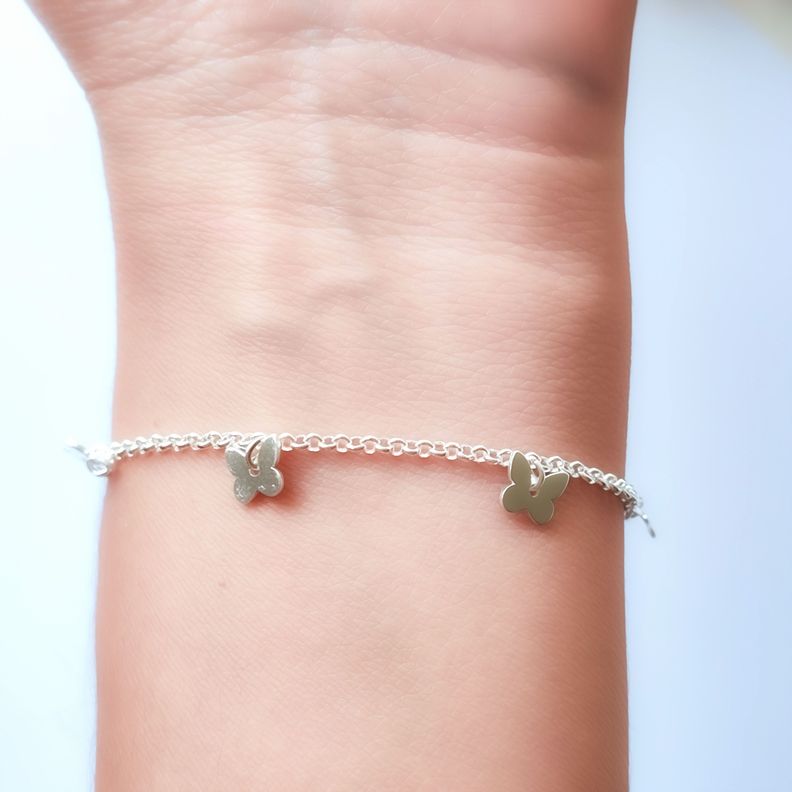Pulsera 5 Mariposas Plata Fina 925-3