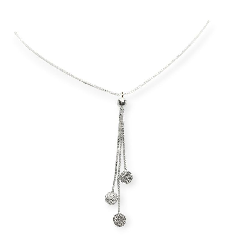 Collar Discos Colgantes Cadena Veneciana Plata Fina 925-0