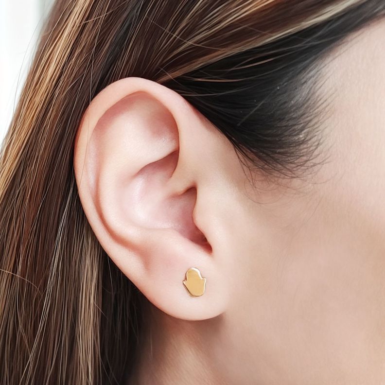 Aros Mini Mano Fátima Enchapado Oro 18K-3