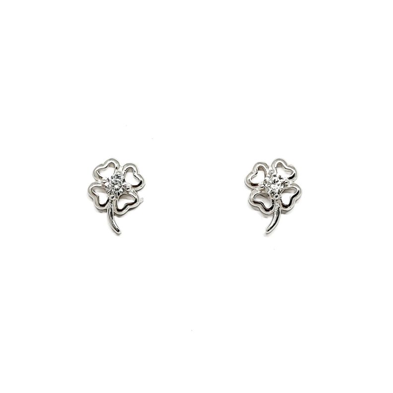 Aros Trebol Circon Plata Fina 925