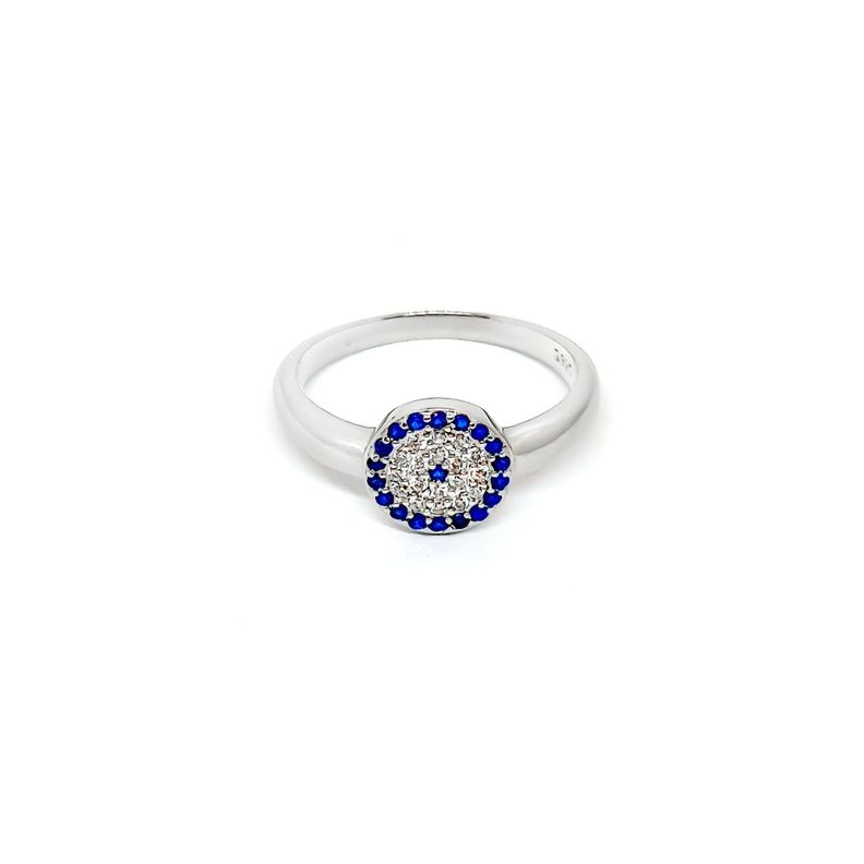 Anillo Ojo Turco Circón #14 Plata Fina 925-0