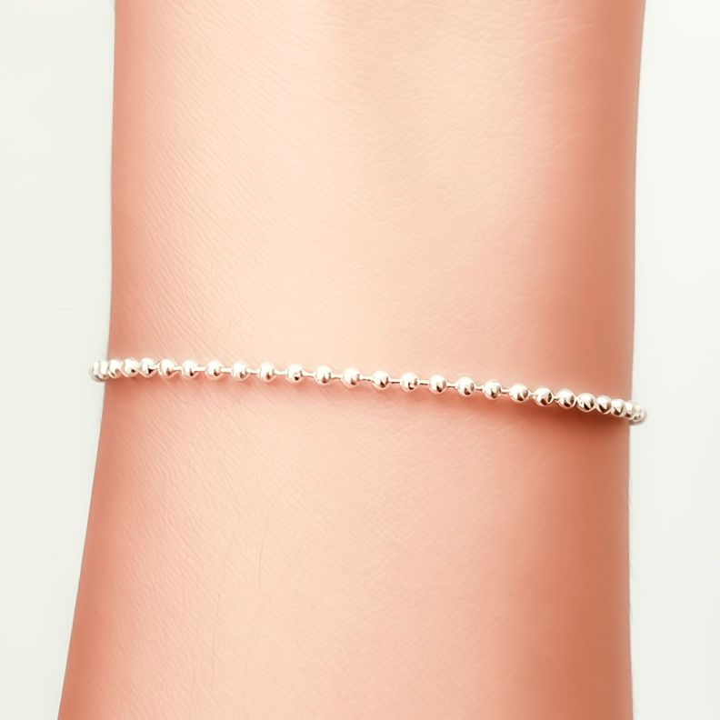 Pulsera Bolitas mini 2mm Plata Fina 925-2