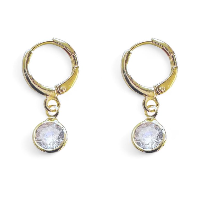 Aros Argolla Paulina Circón Enchapado Oro 18K-0