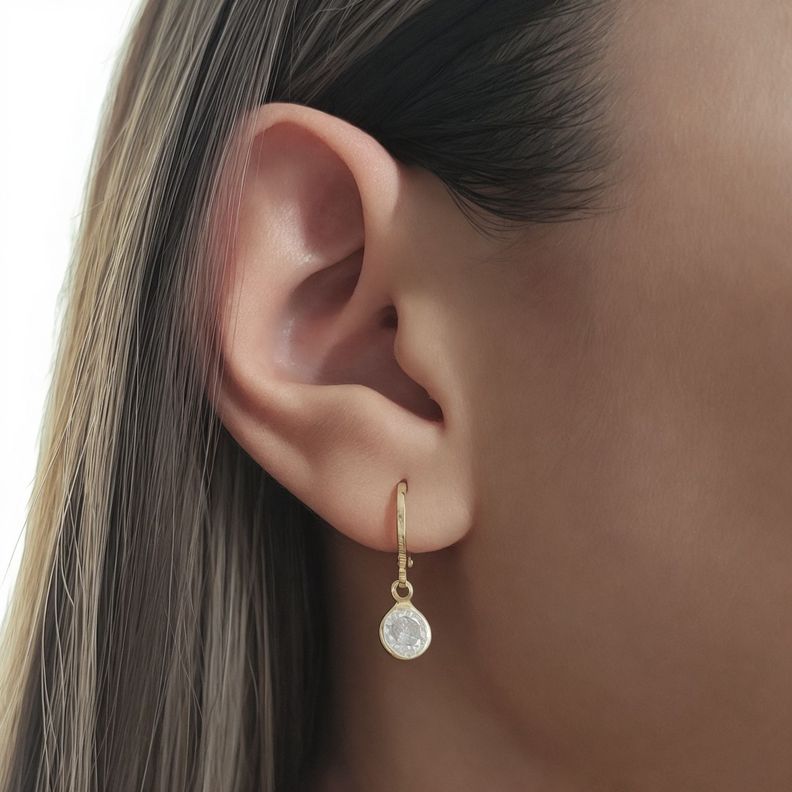Aros Argolla Paulina Circón Enchapado Oro 18K-1