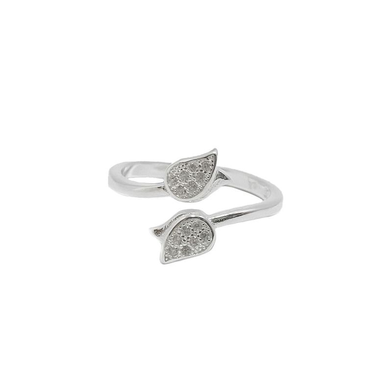 Anillo Tulipán Circón Plata Fina 925-0