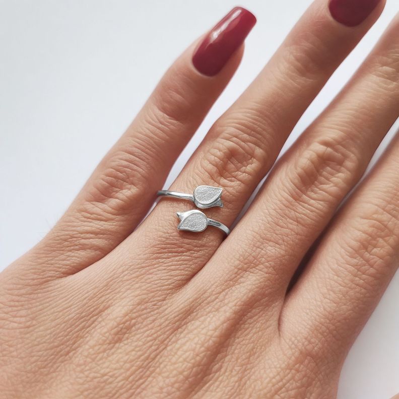 Anillo Tulipán Circón Plata Fina 925-2