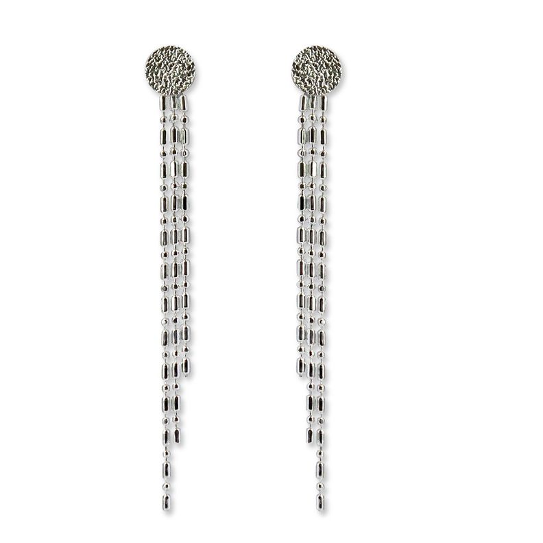 Aros Colgantes Cadena Punto Coma Plata Fina 925-0