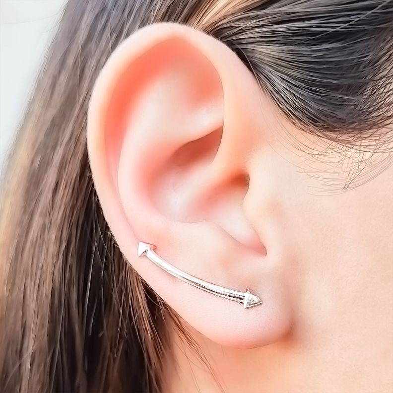 Aros Trepadores 2 Puntas Flecha Plata Fina 925-1