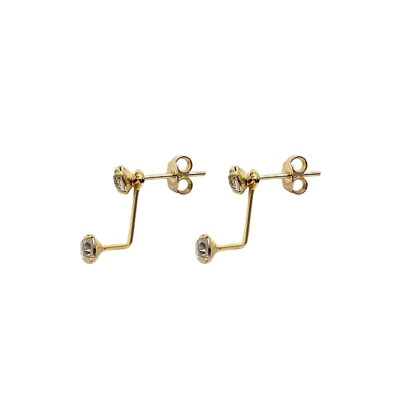 Aros 2 Circones Blancos Enchapado Oro 18K Dorado