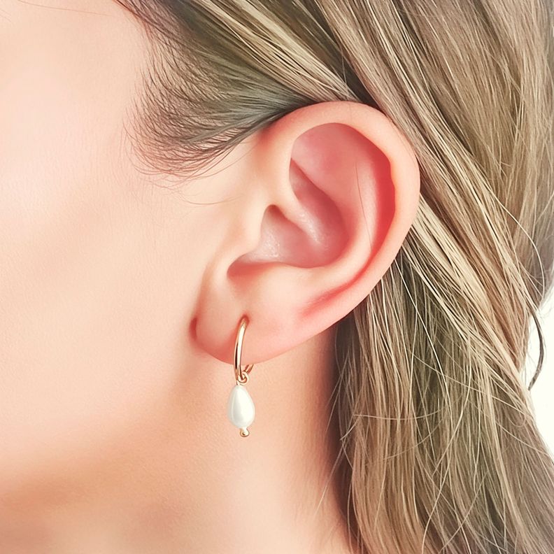 Aros Argolla Gota Perla Shellpearl Enchapado Oro 18K-2