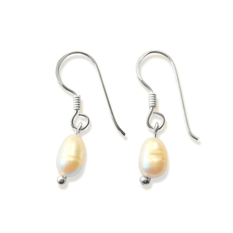 Aros Perla De Río Mini Gancho Plata Fina 925-0