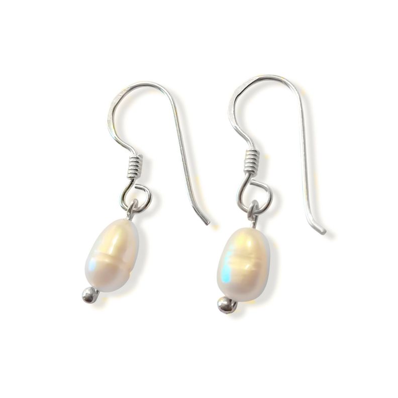 Aros Perla De Río Mini Gancho Plata Fina 925-1