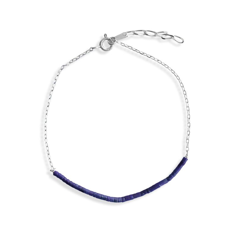 Pulsera Mostacilla Lapislázuli Cadena Plata Fina 925-1