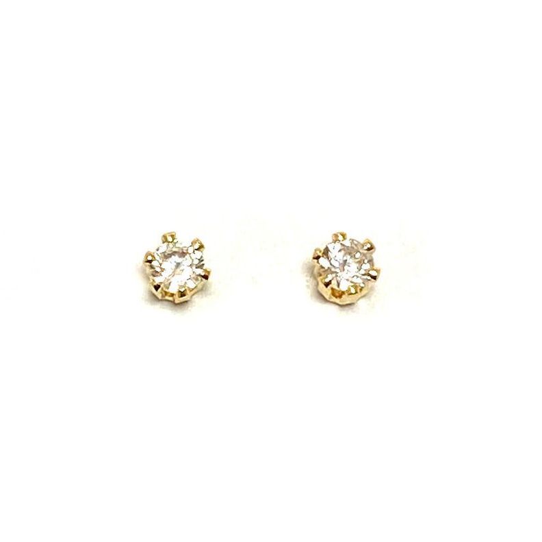 Aros Bebé Solitario Circón 4mm Enchapado Oro 18K-2