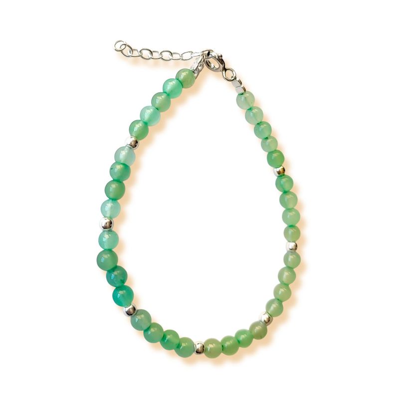 Pulsera Jade Bolita 4mm Plata Fina 925-0