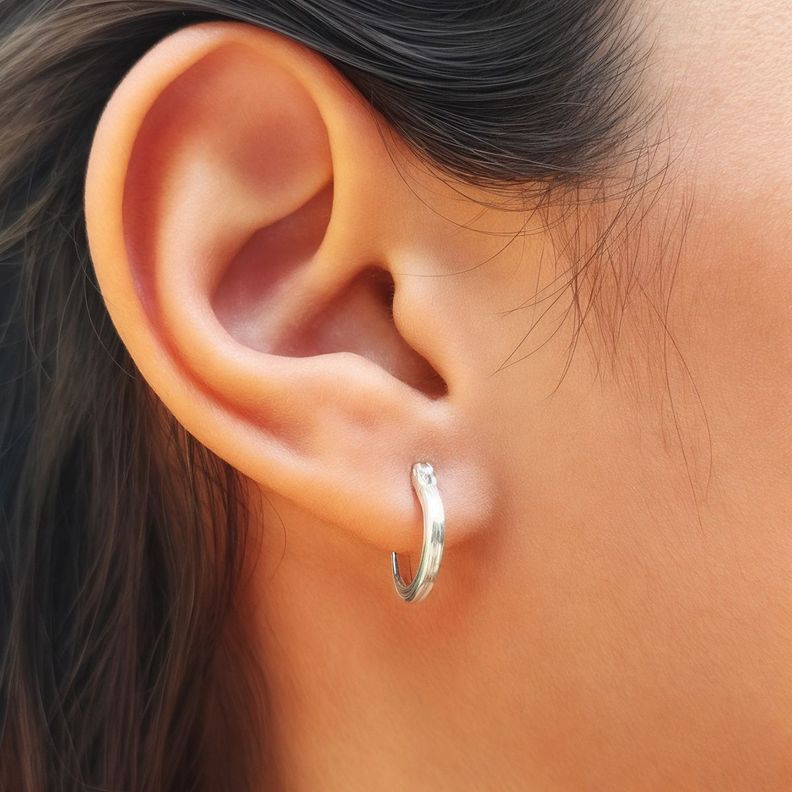 Aros Argolla Tubo Cuadrado 14mm Plata Fina 925-3