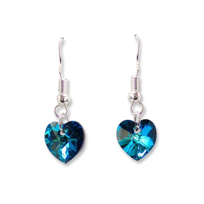 Aros Corazón Azul Cristal Austríaco Colgantes Plata Fina 925-0
