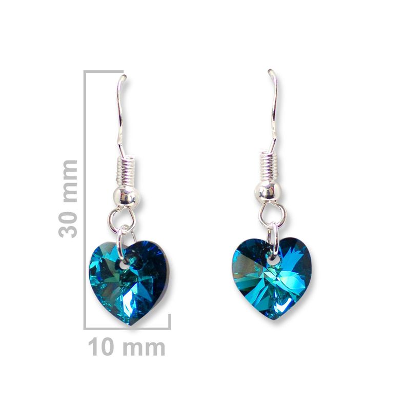 Aros Corazón Azul Cristal Austríaco Colgantes Plata Fina 925-1