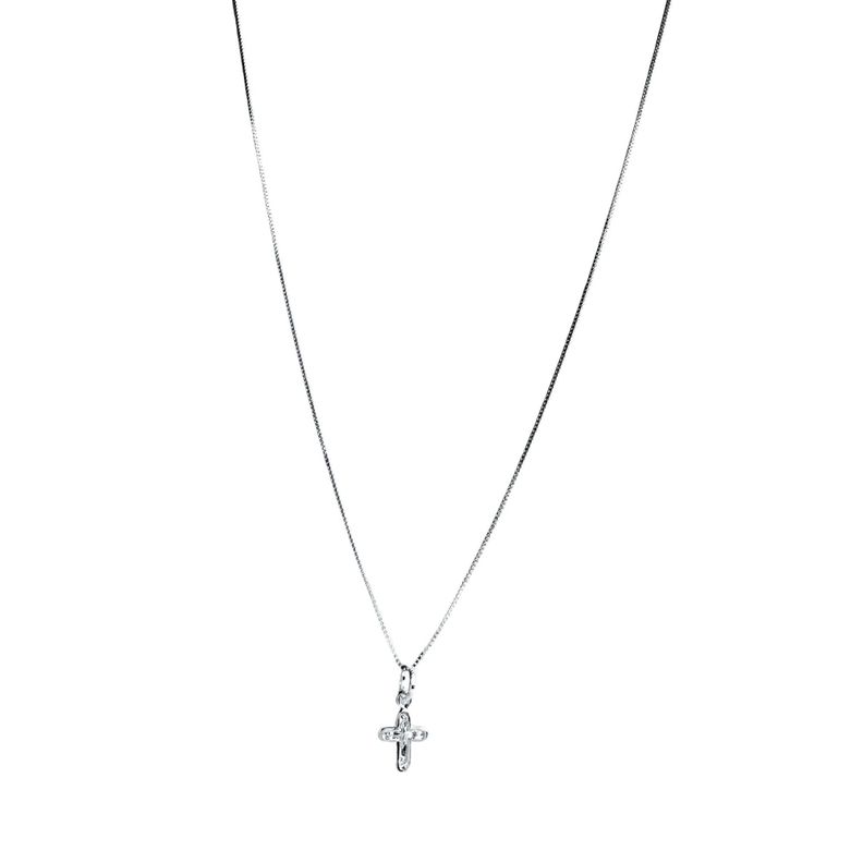 Collar Cruz Mini Cadena Veneciana Plata Fina 925 -0
