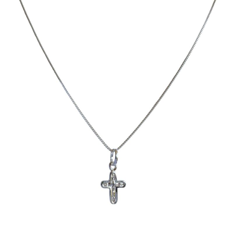 Collar Cruz Mini Cadena Veneciana Plata Fina 925 -2