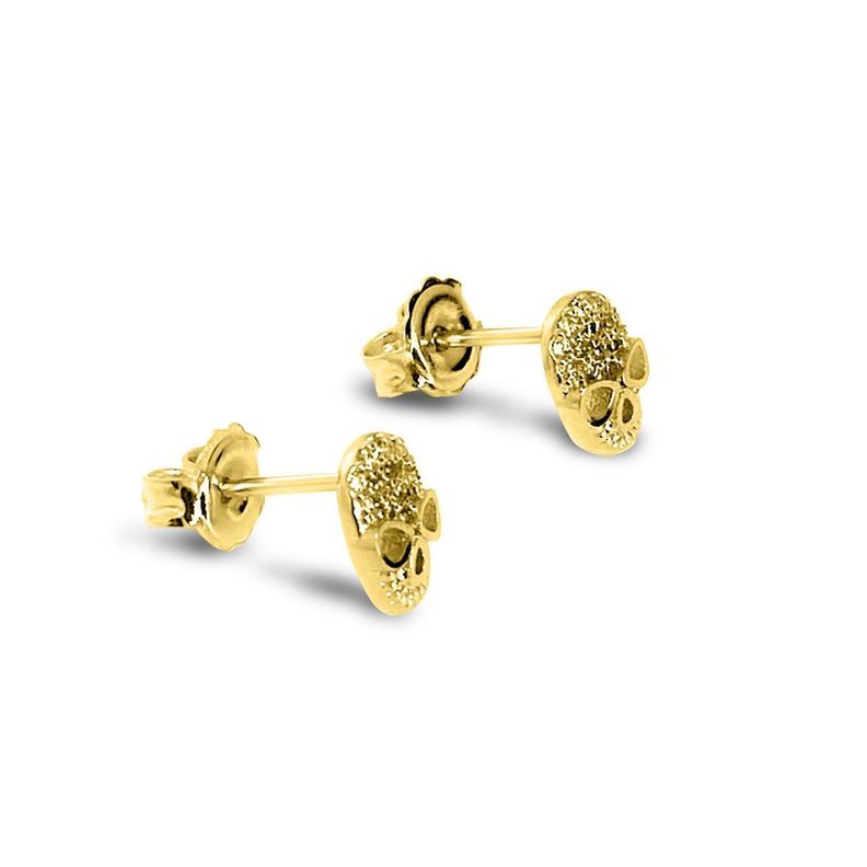 Aros Craneo Circon Mini Enchapado Oro 18K