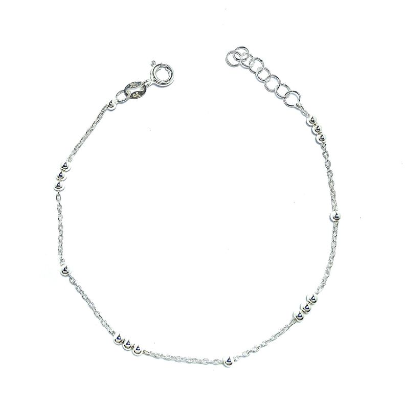 Pulsera Pelotitas Cadena Forzatina Plata Fina 925-0