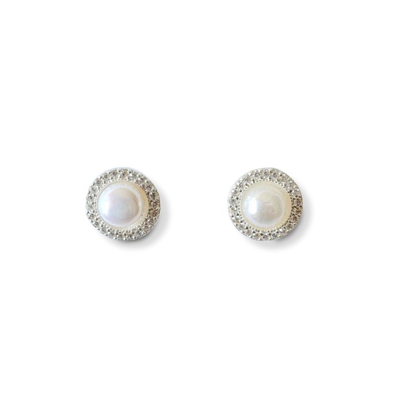 Aros María Perla de Río Circón Plata Fina 925-0