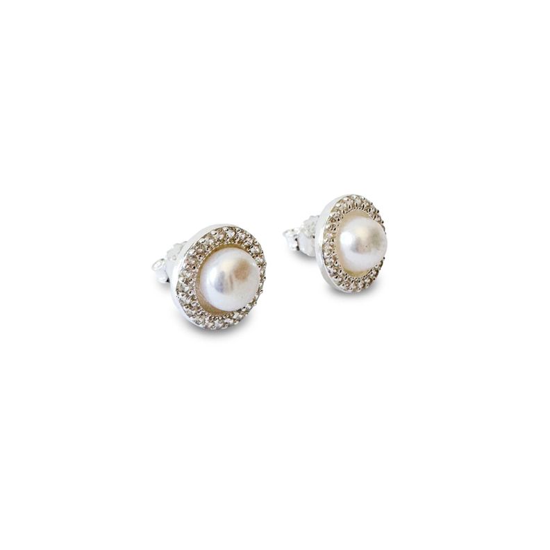 Aros María Perla de Río Circón Plata Fina 925-1