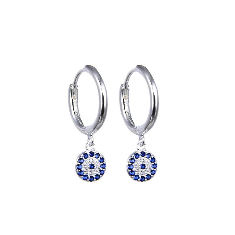 Aros Argolla Ojo Turco Mini Circón Plata Fina 925-0