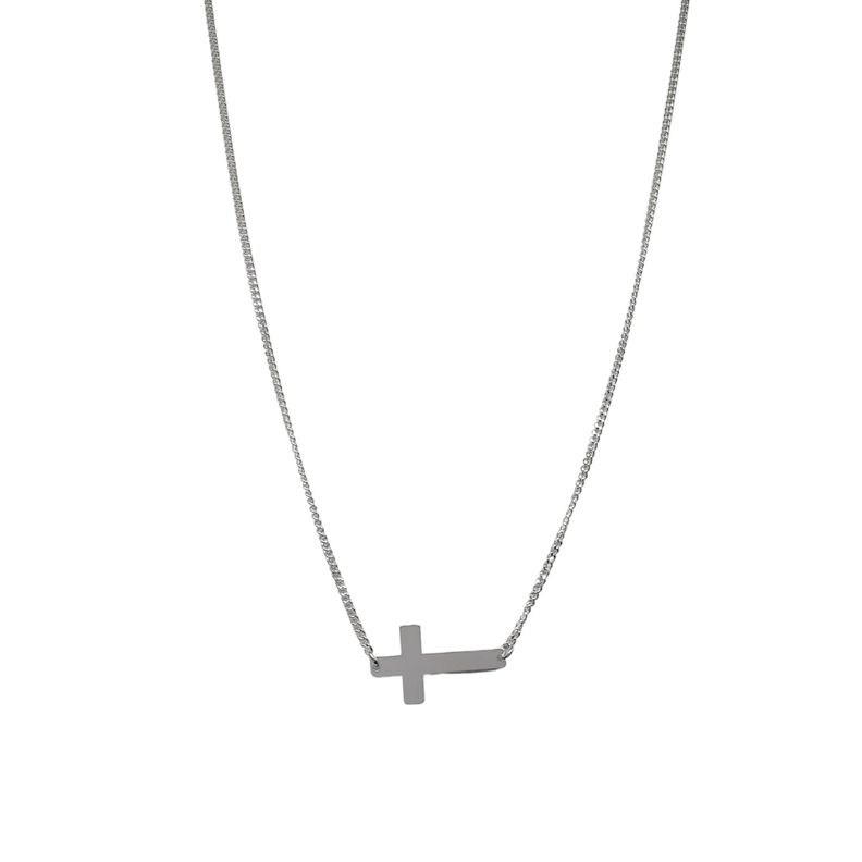Collar Cruz Cadena Grumet Plata Fina 925-0