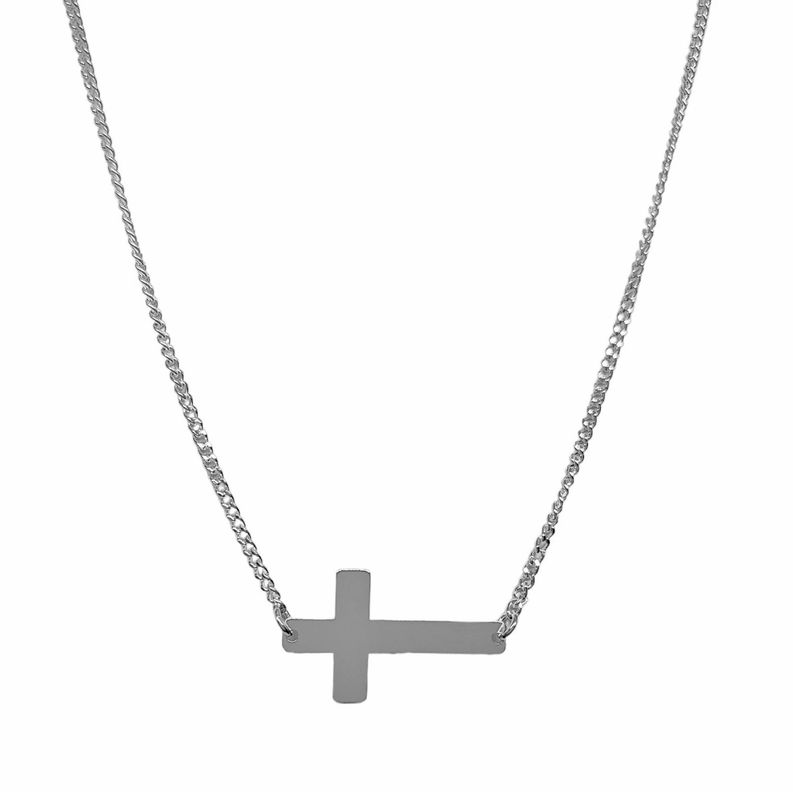 Collar Cruz Cadena Grumet Plata Fina 925-1