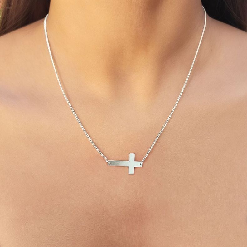 Collar Cruz Cadena Grumet Plata Fina 925-2