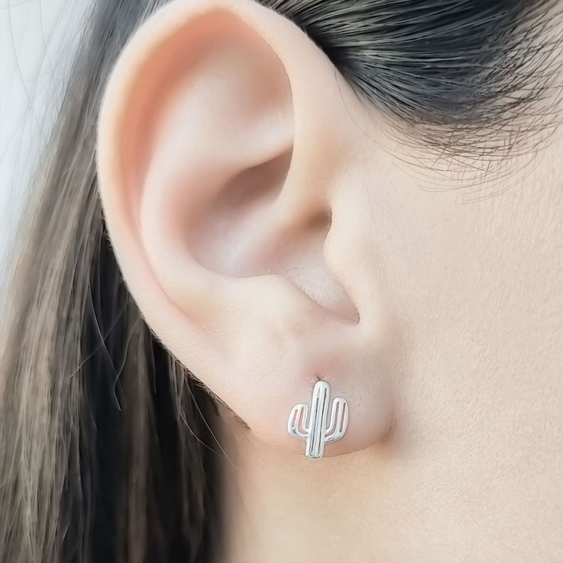 Aros Cactus Plata Fina 925-0