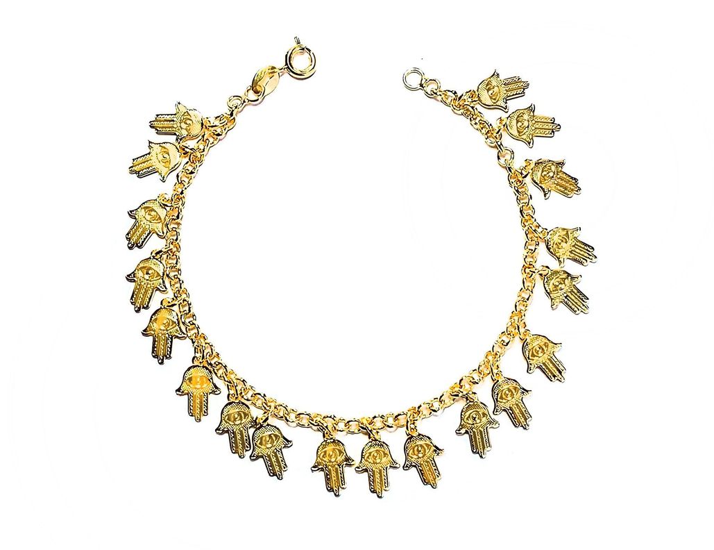 Pulsera Chiches Mano De Fátima Enchapado Oro 18K-0