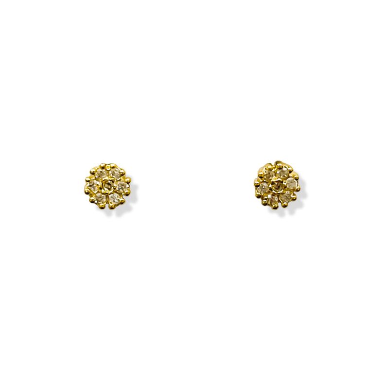 Aros Bebe Flor Micro Circones Enchapado Oro 18K Dorado